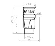 827sn-kv Spodní D110 S Límcem, Suchá Klapka, Nerezová Mřížka 150x150mm 04880-KVS110S-N