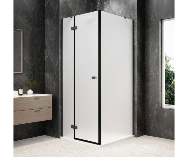 Polysan Globe Gun Metal čtvercový Sprchový Kout 800x800mm, Matné Sklo, Levé