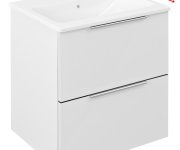Sapho Set Koupelnová Skříňka Cirasa 50cm S úzkým Umyvadlem A Led Zrcadlem, 2x Zásuvka, Bílá Lesk