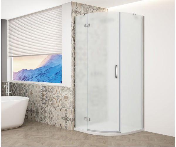 Gelco Trinity Chrome čtvrtkruhový Sprchový Kout 900x900mm, Matné Sklo, Levé