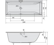 Polysan Cleo Slim Obdélníková Vana 160x70x48cm, Bílá