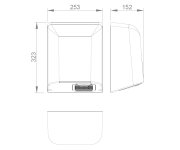 Nofer Bigflow Bezdotykový Elektrický Osoušeč Rukou 220-240v, 2050w, 253x323x152mm, Nerez Lesk