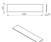 Sapho Plato Deska Rockstone 2400x24x500mm, Bílá Mat
