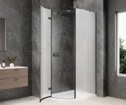 Polysan Globe Gun Metal čtvrtkruhový Sprchový Kout 800x1000mm, Matné Sklo, Levé