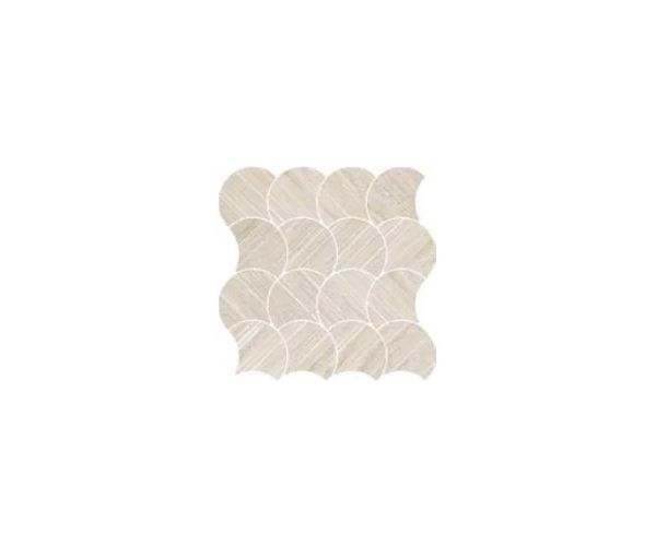 Mozaika jako kámen Coem Wide Gress++ Versatile Deco Vein Mosaico Wavy Bianco 28x4x28,4 Nat. Rett. - béžová