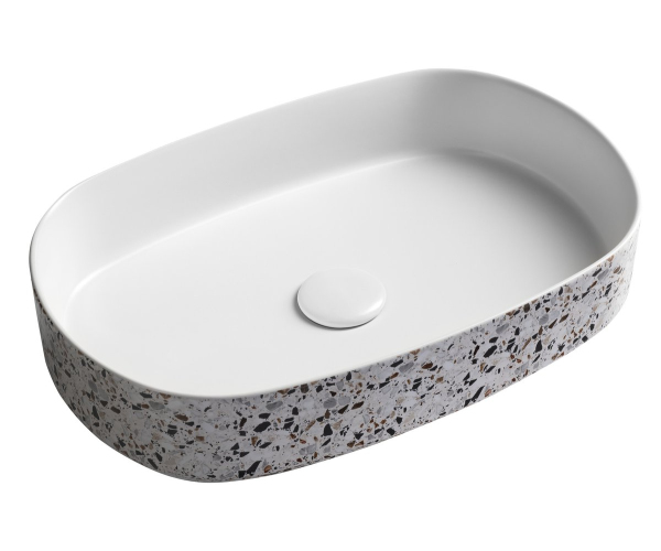 Isvea Infinity Oval Keramické Umyvadlo Na Desku, 55x36cm, Terrazzo