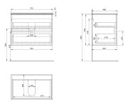 Aqualine Paneda Strip Umyvadlová Skříňka 74,5x55x45,2cm, Dub Emporio