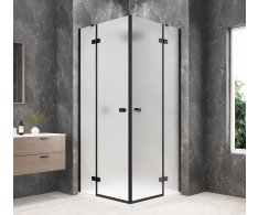 Polysan Globe Black čtvercový Sprchový Kout 800x800mm, Rohový Vstup, Matné Sklo