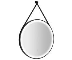 Aqualine Stago Kulaté Zrcadlo S Led Osvětlením ø 60cm, Kožený Pásek, Dotykový Senz