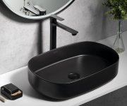 Isvea Infinity Oval Keramické Umyvadlo Na Desku, 55x36cm, černá Mat