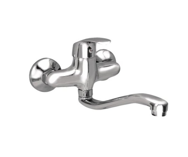 Dřezová Stěnová Baterie S Tvarovaným Plochým Ramínkem, Rozteč 100 Mm - Chrom – Zora