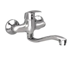 Dřezová Stěnová Baterie S Tvarovaným Plochým Ramínkem, Rozteč 100 Mm - Chrom – Zora
