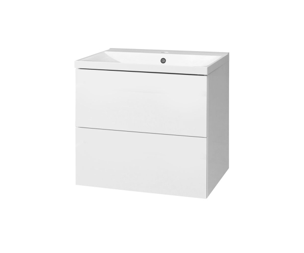 Mereo Aira, Koupelnová Skříňka S Umyvadlem Z Litého Mramoru 61 Cm, Bílá