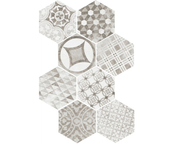 Vzorovaná dlažba Equipe Hexatile Cement Garden Grey 17,5x20 - šedá