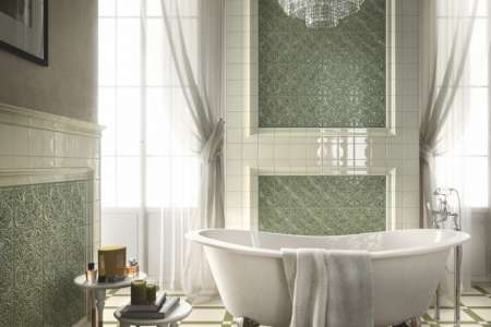 Zelená dekorovaná romantická koupelna Ceramiche Grazia Formelle