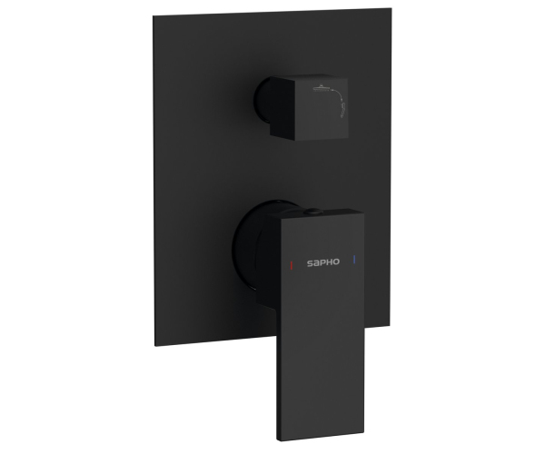 Sapho Cubemix Podomítková Sprchová Baterie, 2 Výstupy, černá Mat