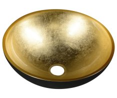 Sapho Murano Black-gold Skleněné Umyvadlo Na Desku, Průměr 40cm, Zlatá/černá