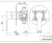 Ventura, Sprchová Podomítková Baterie S Montážním Boxem, Bílá-chrom VNRWC06AQ-B
