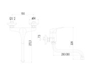 Mereo Dřezová Nástěnná Baterie, Lila, 150 Mm, S Ramínkem Trubkovým ø 18 Mm - 300 Mm, Chrom