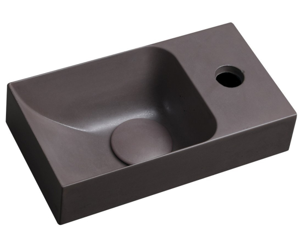 Sapho Piccolino Betonové Umývátko 30,8x17cm, Baterie Vpravo, Tmavě Hnědá Mat