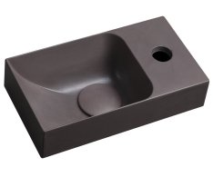 Sapho Piccolino Betonové Umývátko 30,8x17cm, Baterie Vpravo, Tmavě Hnědá Mat
