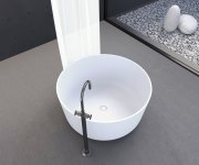 Polysan Estatis Volně Stojící Vana Litý Mramor ø110x51cm, Bílá Mat