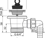01939-6/4-sr-692 - Výpust Umyvadlová 6/4" S Nerezovou Mřížkou 63 Mm A Přípojkou ALC-A31P