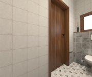 Vizualizace šedobílé retro koupelny s dlažbou Del Conca SN Sorrento