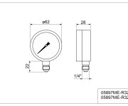 Manometr Se Spodním 1/4" Napojením 0-10 Bar 05897ME-R32.10