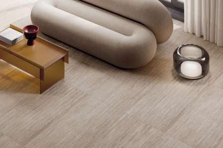 Realizace designové obývací místnosti Deco Vein Argilla ze serie Versatile Stone