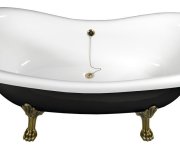 Polysan Charleston Volně Stojící Vana 188x83x69cm, Nohy Bronz, černá/bílá