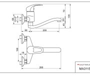 Dřezová Stěnová Baterie S Tvarovaným Plochým Ramínkem, Rozteč 150 Mm, Klik-klak - Chrom – Mars MA3115-Z
