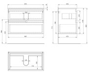 Aqualine Altair Skříňka S Deskou 87,5 Cm, Dub Emporio/antracit Břidlice