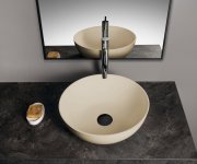 Polysan Banera Round Umyvadlo Na Desku, Litý Mramor, Průměr 39cm, Béžová Mat