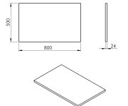Sapho Plato Deska Rockstone 800x24x500mm, Bílá Mat