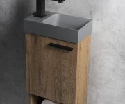Sapho Piccolino Betonové Umývátko 30,8x17cm, Baterie Vlevo, šedá Mat
