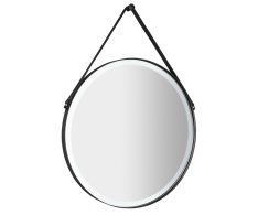 Sapho Orbiter Kulaté Zrcadlo S Led Osvětlením ø 70cm, Kožený Pásek, černá Mat