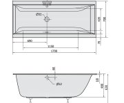 Polysan Cleo Slim Obdélníková Vana 170x70x48cm, Bílá