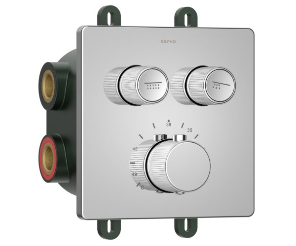 Sapho Smart Select Podomítková Sprchová Termostatická Baterie, Box, 2 Výstupy, Chrom