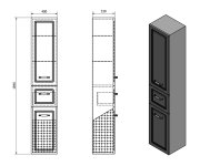 Aqualine Favolo Vysoká Skříňka Košem 40x184x31cm, Bílá Mat
