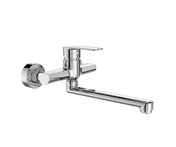 Mereo Dřezová Nástěnná Baterie, Pego, 150 Mm, S Ramínkem Plochým Rovným 250 Mm, Chrom
