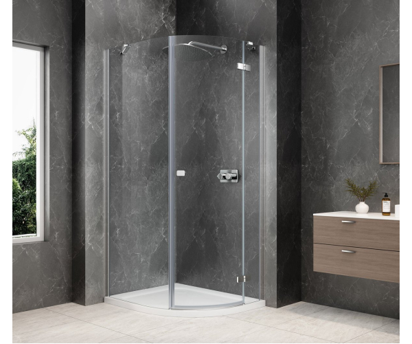 Polysan Globe Chrome čtvrtkruhový Sprchový Kout 800x1000mm, čiré Sklo, Pravé