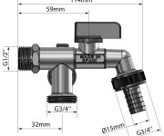 Arco Zahradní Ventil Nano Se Dvěma Vývody 1/2"x3/4"x3/4", Anticalc