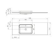 Sapho Brahea Umyvadlo 146,6x51,5cm (110+35), Rockstone, Levé, Bílá Mat
