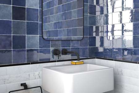 Modré obklady do koupelny Equipe Artisan Colonial Blue 13,2x13,2