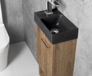 Sapho Piccolino Betonové Umývátko 30,8x17cm, Baterie Vlevo, Antracit Mat