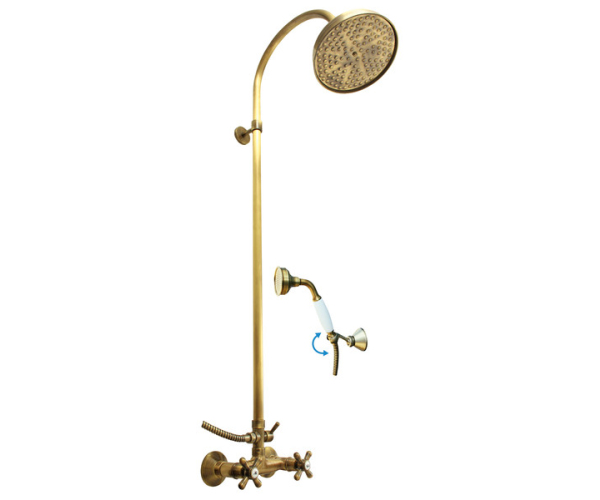 Sprchový systém s vodovodní baterií MORAVA RETRO Stará mosaz (Bronz) 100 mm MK181.0/3SM