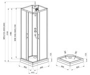Aqualine Granvik čtvercový Sprchový Box 800x800x2180mm, čiré Sklo