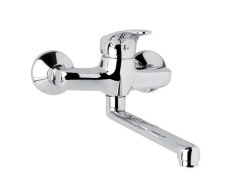 Mereo Dřezová Nástěnná Baterie, Sonáta, 150 Mm, S Ramínkem Plochým Rovným 250 Mm, Chrom