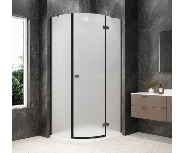 Polysan Globe Gun Metal čtvrtkruhový Sprchový Kout 1000x900mm, Matné Sklo, Pravé